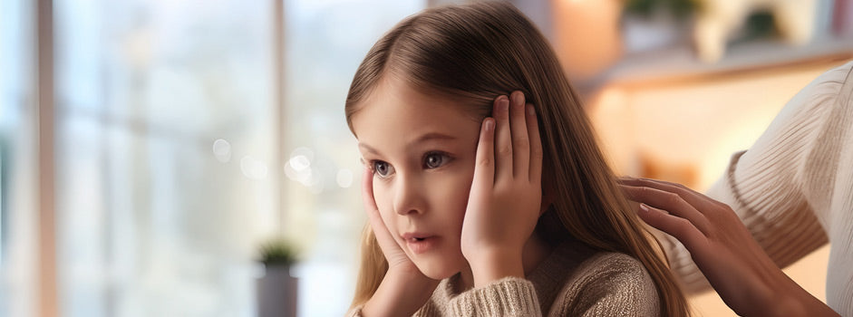 Enfant anxieuse réconfortée par la main rassurante d'un adulte — SANUSq Health