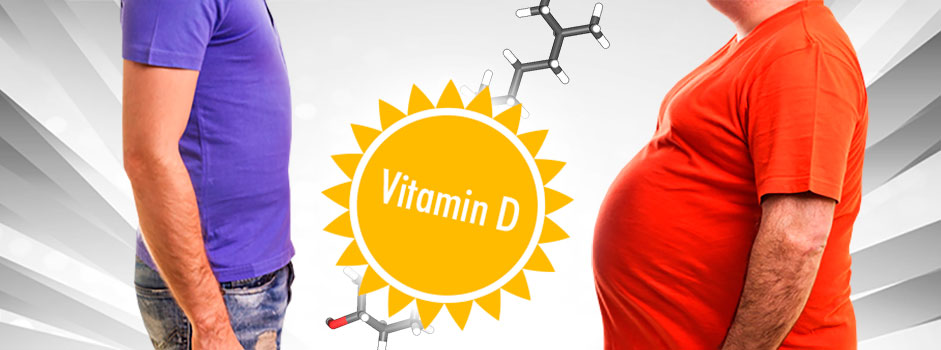Silhouettes de deux hommes de corpulence différente près d'un soleil symbolisant la vitamine D — SANUSq Health