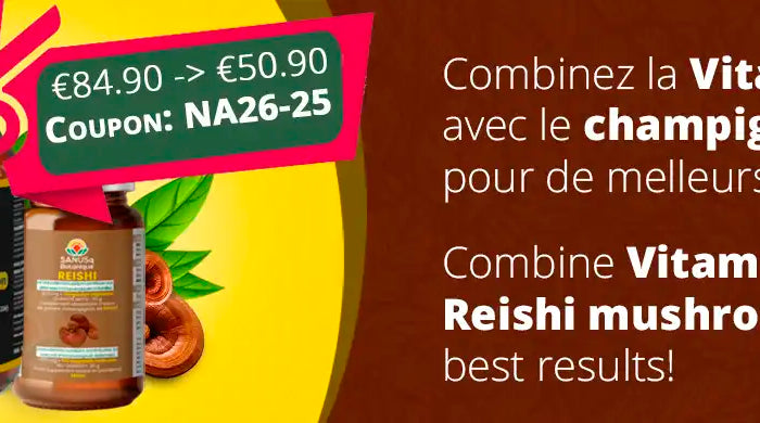 Combo Vitamine C Liposomale et Champignon Reishi SANUSq Health – économisez 34 € pour de meilleurs résultats