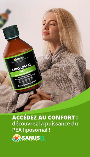 Femme se détendant avec complément PEA liposomal SANUSq pour confort et bien-être