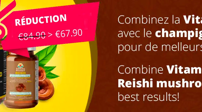 Combo Vitamine C Liposomale et Champignon Reishi SANUSq Health – économisez 17 € pour de meilleurs résultats