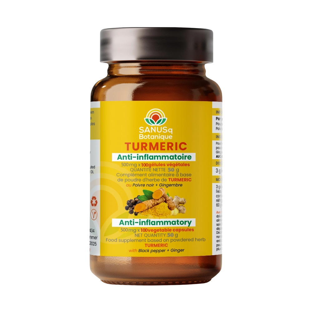 Curcuma SANUSq : anti-inflammatoire naturel au curcuma, poivre noir et gingembre