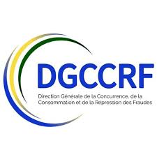 Logo de la DGCCRF avec un design circulaire et du texte sur fond blanc