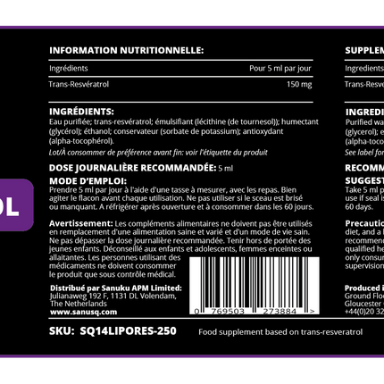 Le resvératrol liposomal - 250ml | SANUSq Health