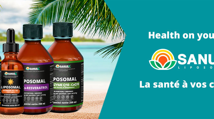 SANUSq Health bundle liposomal – PEA, Vitamine C, D3+K2, trans-Resvératrol et CoQ10 – la santé à vos conditions