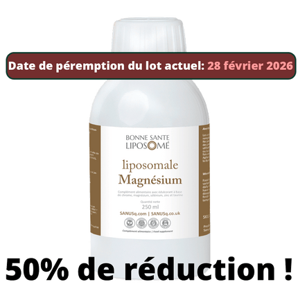 Magnésium liposomal SANUSq Health 250 ml - 50% de réduction, à consommer avant février 2026