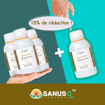 Ensemble Magnésium Liposomal SANUSq Health – achetez 3 obtenez 1 gratuit avec de réduction, flacons 250 ml