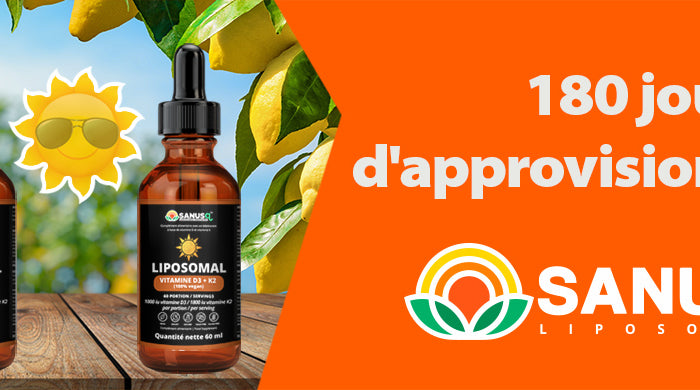 Trois flacons de vitamine D3+K2 liposomale SANUSq, 180 jours d'approvisionnement — SANUSq Health