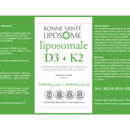 Vitamine Liposomale D3+K2 - 100ml | SANUSq Health