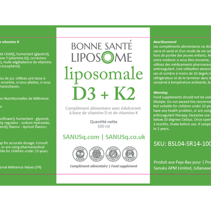 Vitamine Liposomale D3+K2 - 100ml | SANUSq Health