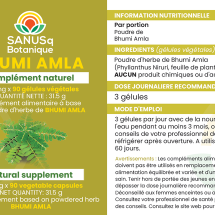 Bhumi Amla (Phyllanthus Niruri) gélules - 350 mg | SANUSq Health